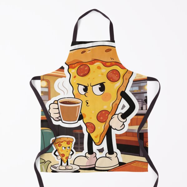 Item preview, Grumpy Pizza Slice Drinking Coffee | Vintage Rubber Hose Cartoon Foodie Art designed and sold by Cherrydora.