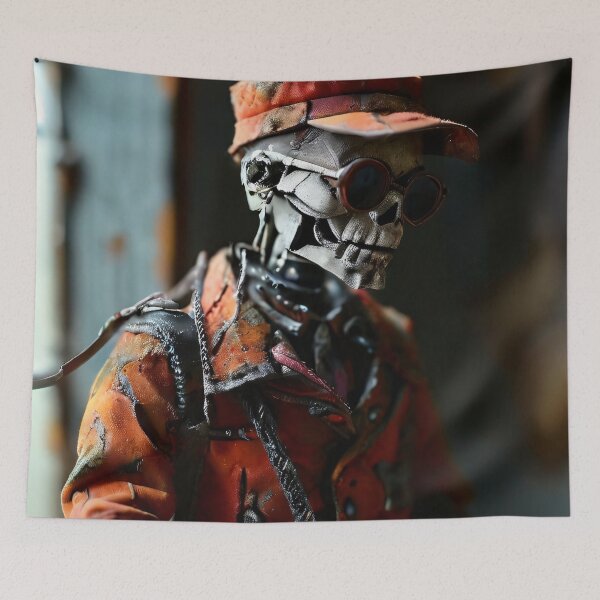 Item preview, Skeleton figure in orange worker's outfit designed and sold by Mianku | Für das Leben.