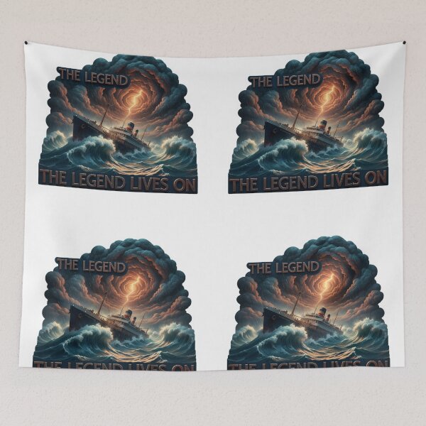 Item preview, The Legend Lives On: Vintage Ocean Liner Storm Art Sticker & Dark Aesthetic T-Shirt Design designed and sold by MonaRose_Art.