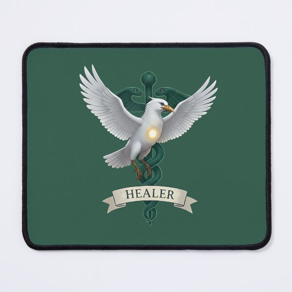 Item preview, Caladrius Healer Bird Emblem – Medieval Mythical Healing Symbol, Fantasy Medicine Crest, White Winged Bird Design designed and sold by donwillisjrart.