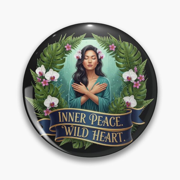 Item preview, Empowering Woman Art: Tropical Orchid Goddess with "INNER PEACE. WILD HEART." Slogan designed and sold by BoldBloomArt.