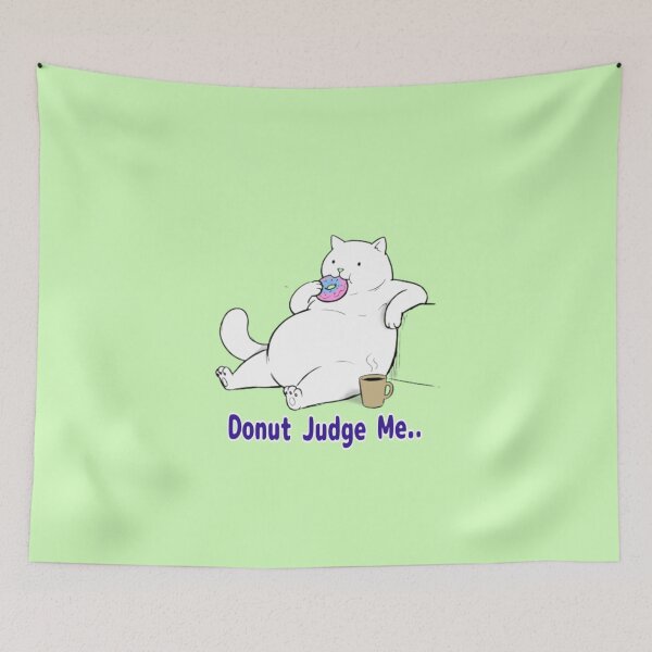 Item preview, Fat Cat Line Art Clipart – Funny Donut Eating Kitty designed and sold by JJMasters.