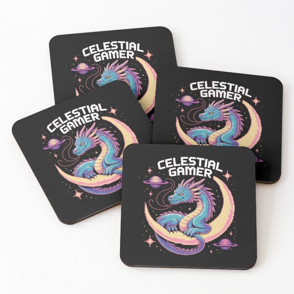 Item preview, Celestial Gamer Pixel Dragon Design with Crescent Moon and Retro Fantasy Vibes designed and sold by SplashTastic.