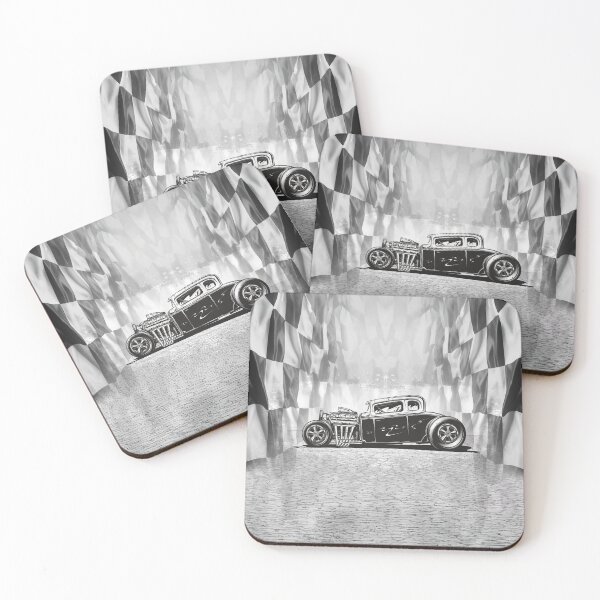 Item preview, Classic Rat Rod Hot Rod – Black & White Vintage Drag Racer Art designed and sold by artistwill.