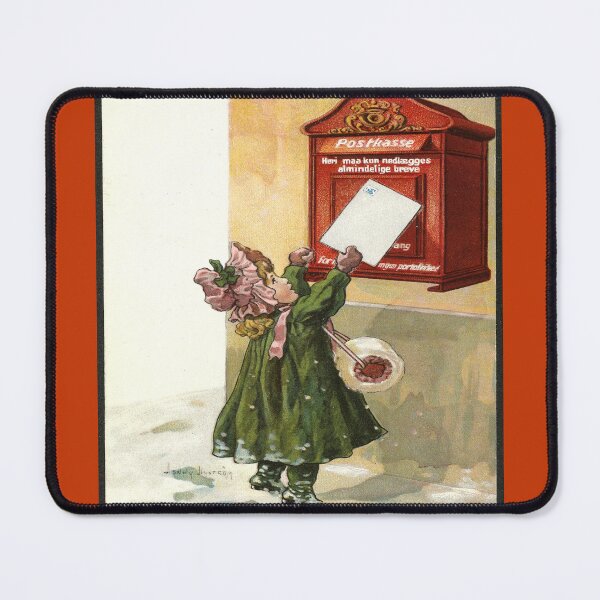 Item preview, Girl Posting a Letter in Winter Jenny Nyström (c. 1900)// Public Domain designed and sold by Vernissage-dart.