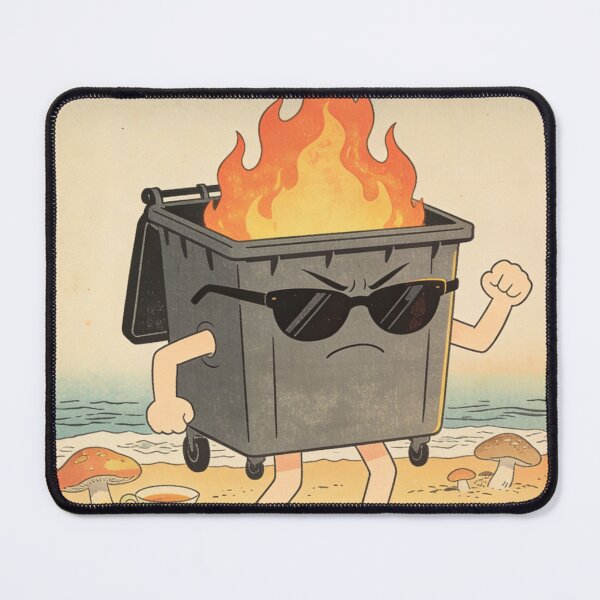 Item preview, Ukiyo-e Burning Dumpster Fire Art - Angry Trash Can Warrior on the Beach - Japanese Woodblock Print Style designed and sold by Cherrydora.