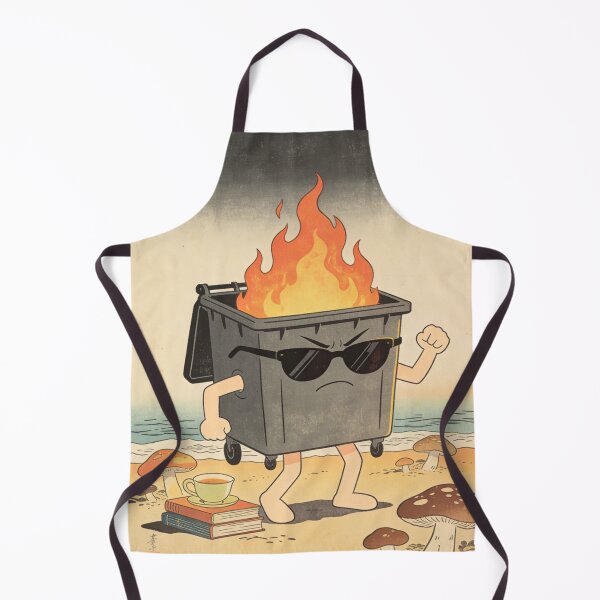 Item preview, Ukiyo-e Burning Dumpster Fire Art - Angry Trash Can Warrior on the Beach - Japanese Woodblock Print Style designed and sold by Cherrydora.