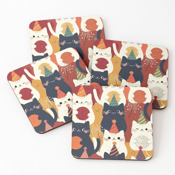 Item preview, Cute Festive Cats New Year Seamless Pattern designed and sold by BlueYasmine.
