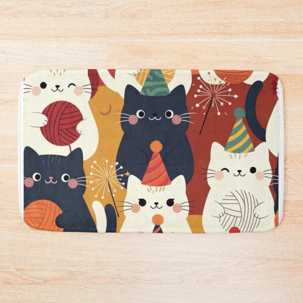 Item preview, Cute Festive Cats New Year Seamless Pattern designed and sold by BlueYasmine.