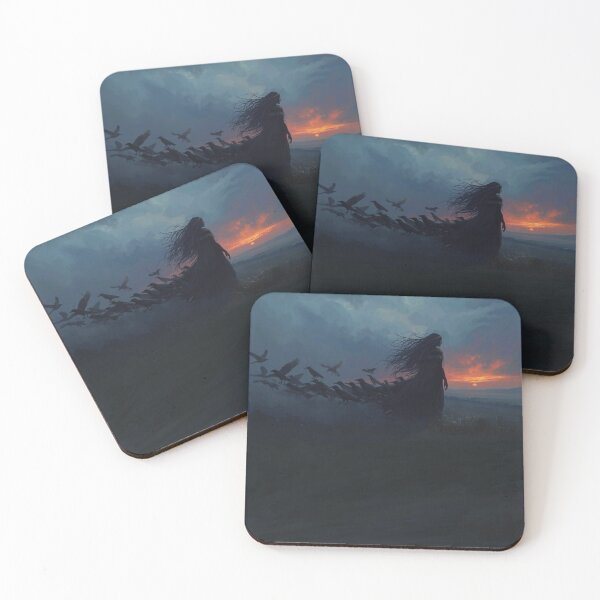 Item preview, Woman of the Crows – Dark Fantasy Silhouette at Dusk designed and sold by CreationbyNiki.