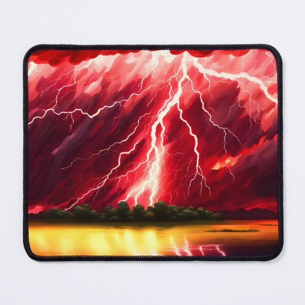 Item preview, Red Lightning Bolt in Thunderstorm, Ai Generated Art designed and sold by ACC .