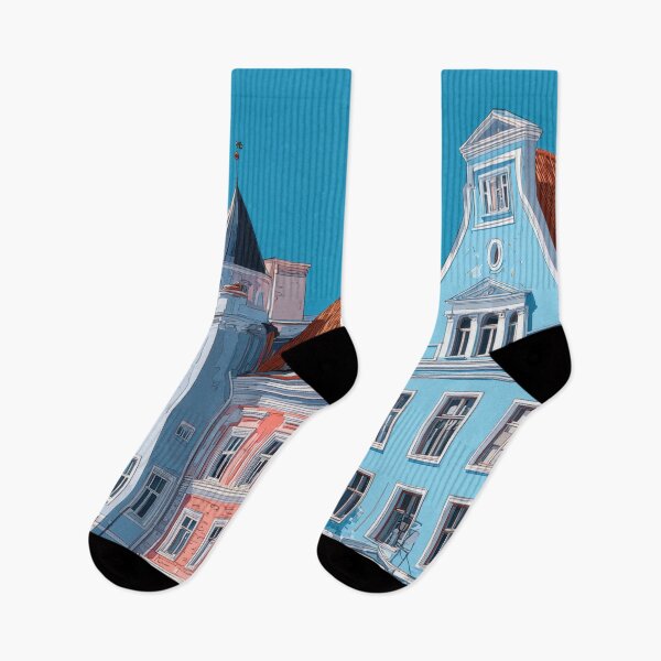 Item preview, Colorful buildings in a city street designed and sold by anytka.