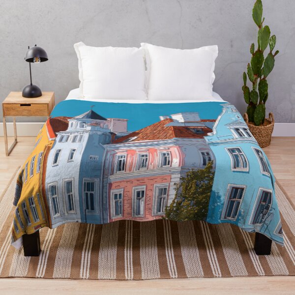 Item preview, Colorful buildings in a city street designed and sold by anytka.
