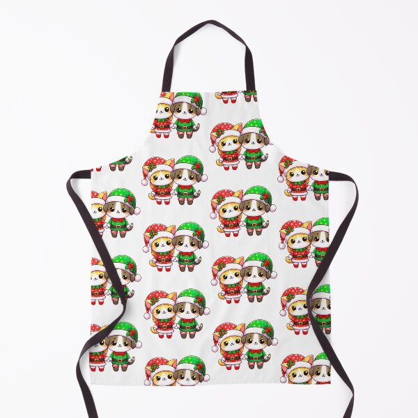 Item preview, Cute Christmas Kitten and Puppy Elves – Festive Holiday Illustration designed and sold by DailyWeird.