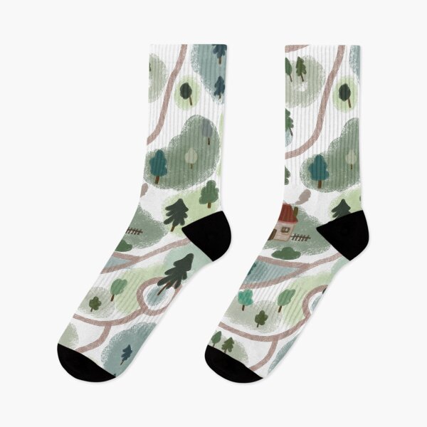 Item preview, Little house in the forest, repeating pattern with paths designed and sold by Dormitria.