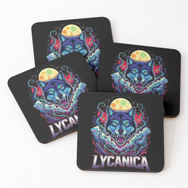 Item preview, Lycanica – Cosmic Neon Wolf Fantasy Art designed and sold by Dogandesighn.