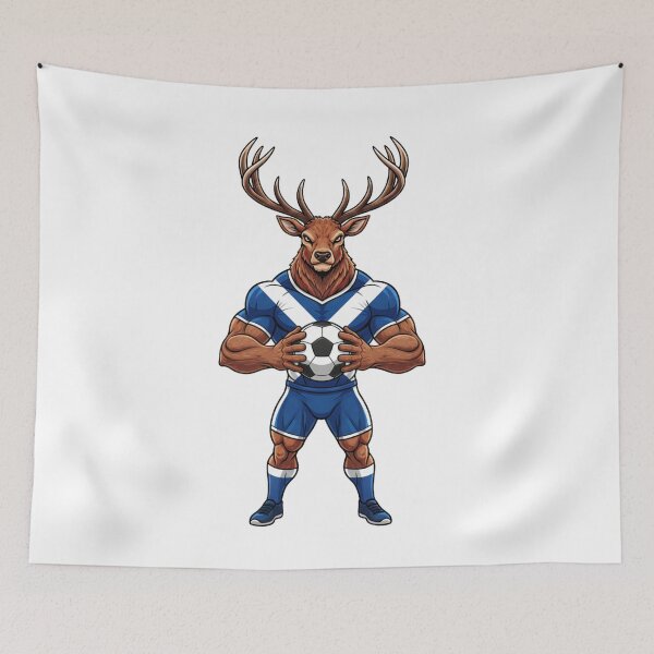 Item preview, Powerful Scottish Highland Stag Football Mascot 2026 designed and sold by ArtByKatti.
