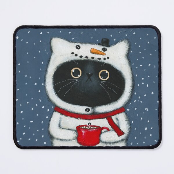 Item preview, Snowcat and Hot Cocoa designed and sold by KilkennyCat Art.