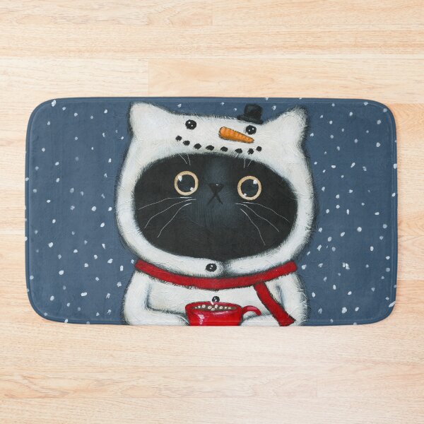 Item preview, Snowcat and Hot Cocoa designed and sold by KilkennyCat Art.