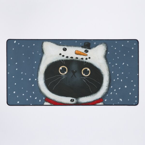 Item preview, Snowcat and Hot Cocoa designed and sold by KilkennyCat Art.