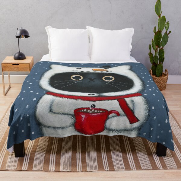 Item preview, Snowcat and Hot Cocoa designed and sold by KilkennyCat Art.