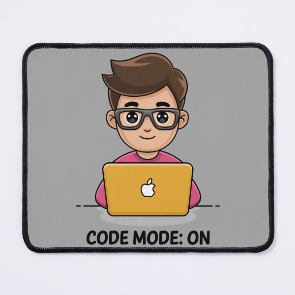 Artikelvorschau, Code-Modus EIN — Niedliches minimalistisches Programmierer-Vektordesign entworfen und verkauft von HappySproutArt.