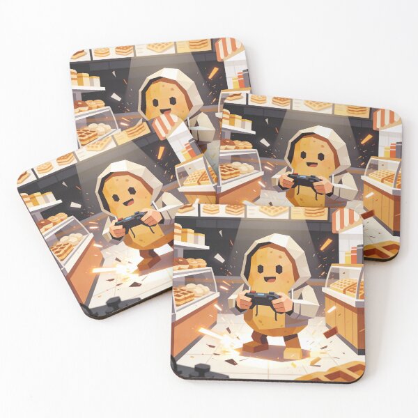 Item preview, Low Poly Cute Potato Character Gaming Intensely in a Cozy Waffle Bakery designed and sold by Cherrydora.