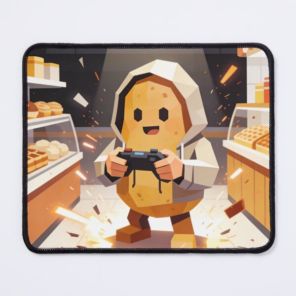 Item preview, Low Poly Cute Potato Character Gaming Intensely in a Cozy Waffle Bakery designed and sold by Cherrydora.