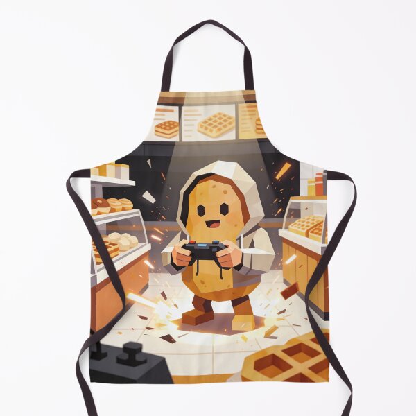 Item preview, Low Poly Cute Potato Character Gaming Intensely in a Cozy Waffle Bakery designed and sold by Cherrydora.