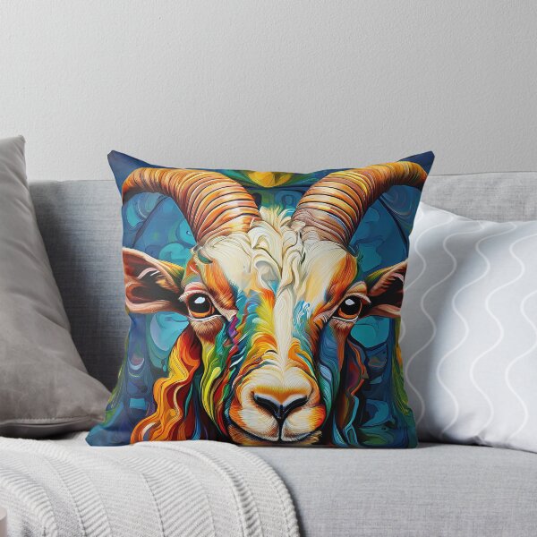 Item preview, Colorful goat portrait in abstract art style designed and sold by Mianku | Für das Leben.