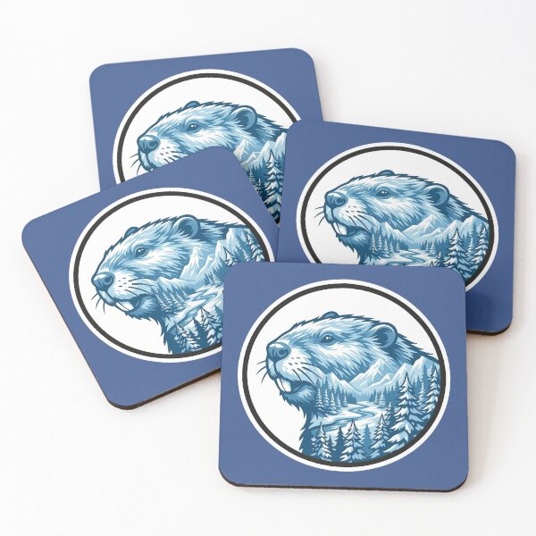 Item preview, Beaver Builder Icy Blue Taiga Forest Double Exposure Art designed and sold by CANDO ART STORE.