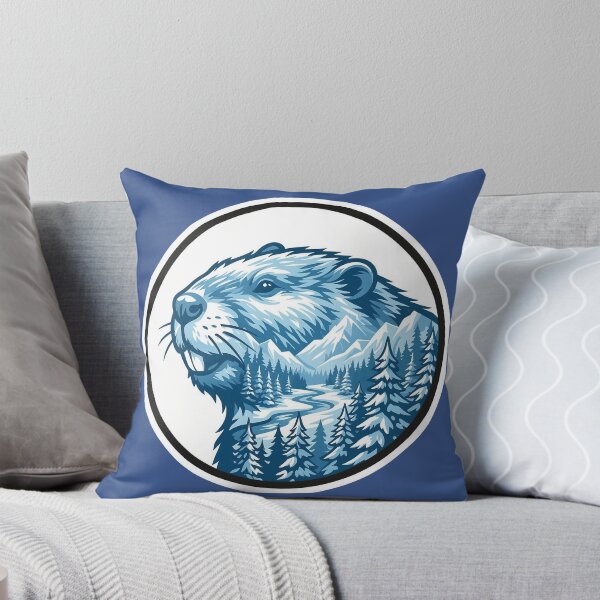 Item preview, Beaver Builder Icy Blue Taiga Forest Double Exposure Art designed and sold by CANDO ART STORE.