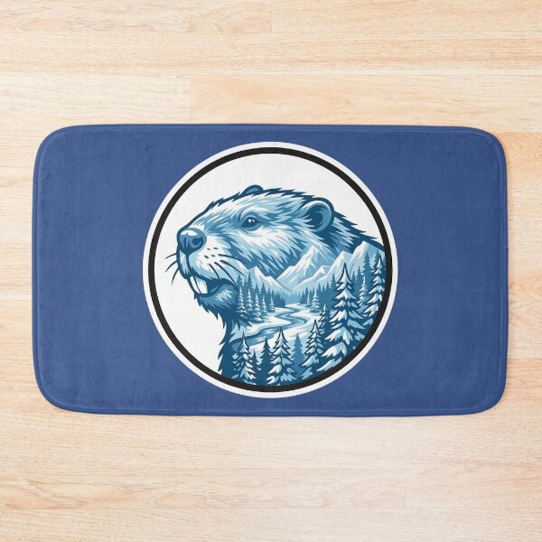 Item preview, Beaver Builder Icy Blue Taiga Forest Double Exposure Art designed and sold by CANDO ART STORE.