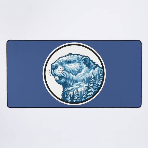 Item preview, Beaver Builder Icy Blue Taiga Forest Double Exposure Art designed and sold by CANDO ART STORE.
