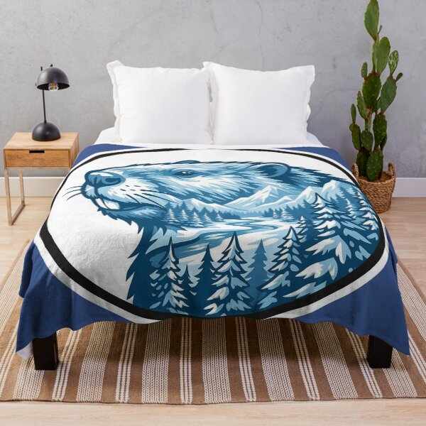 Item preview, Beaver Builder Icy Blue Taiga Forest Double Exposure Art designed and sold by CANDO ART STORE.