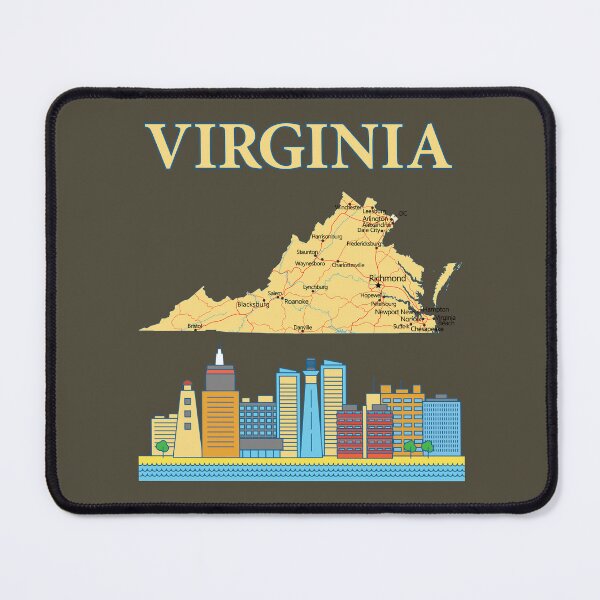 Item preview, Virginia State Map and Skyline - Retro Travel Graphic Tee designed and sold by mashmosh.
