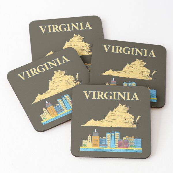Item preview, Virginia State Map and Skyline - Retro Travel Graphic Tee designed and sold by mashmosh.