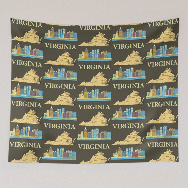 Item preview, Virginia State Map and Skyline - Retro Travel Graphic Tee designed and sold by mashmosh.