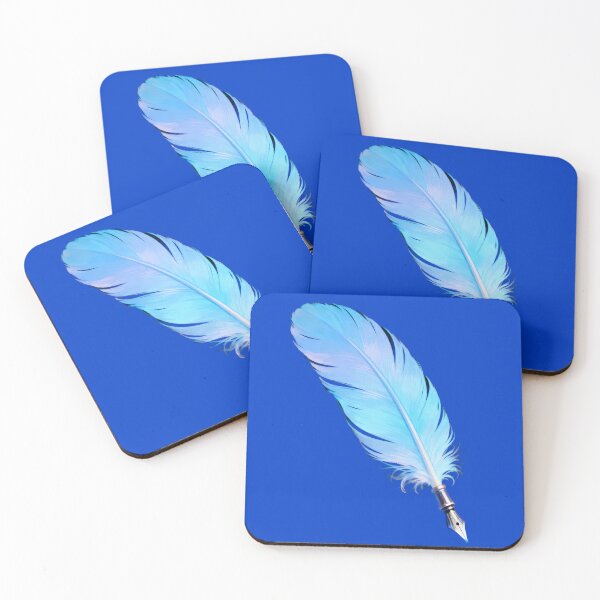 Item preview, Beautiful Blue Feather Quill Pen - Artistic Writing Tool Illustration designed and sold by RudArtAI.