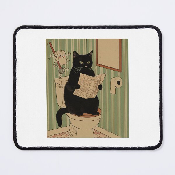 Item preview, bathroom art, funny cat bathroom art, Cat Reading Newspaper designed and sold by AddlPoolart.