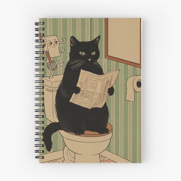 Item preview, bathroom art, funny cat bathroom art, Cat Reading Newspaper designed and sold by AddlPoolart.