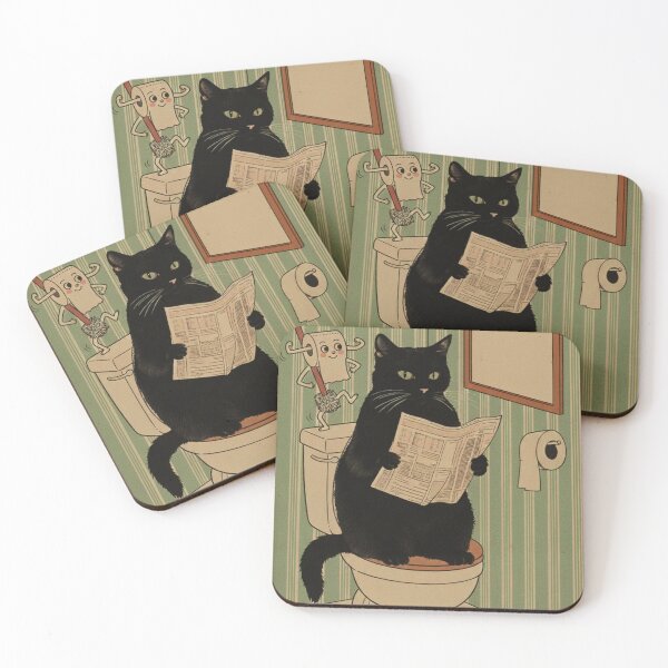 Item preview, bathroom art, funny cat bathroom art, Cat Reading Newspaper designed and sold by AddlPoolart.