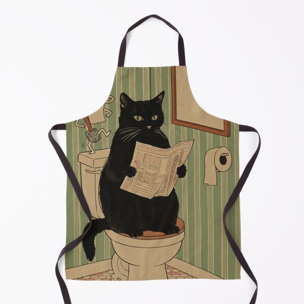 Item preview, bathroom art, funny cat bathroom art, Cat Reading Newspaper designed and sold by AddlPoolart.