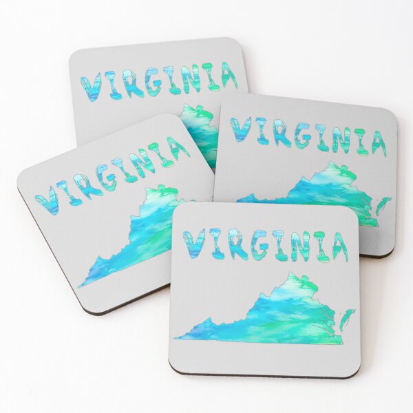 Item preview, Watercolor Virginia, Coastal Teal & Blue State Map designed and sold by mashmosh.