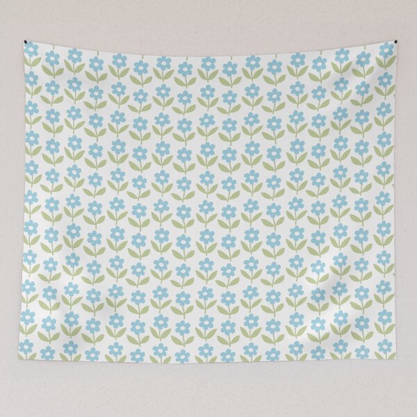 Item preview, Tiny daisy spring flowers pattern in blue and green designed and sold by Miss-Belle.