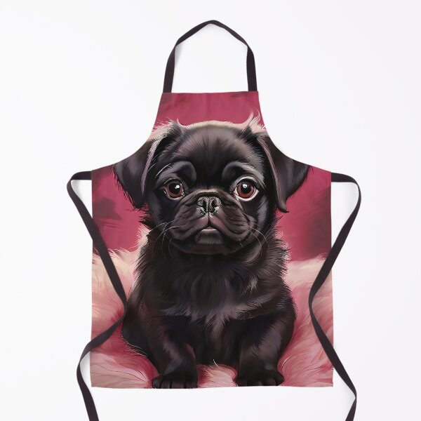 Item preview, Black pug on pink plush cushion designed and sold by Mianku | Für das Leben.
