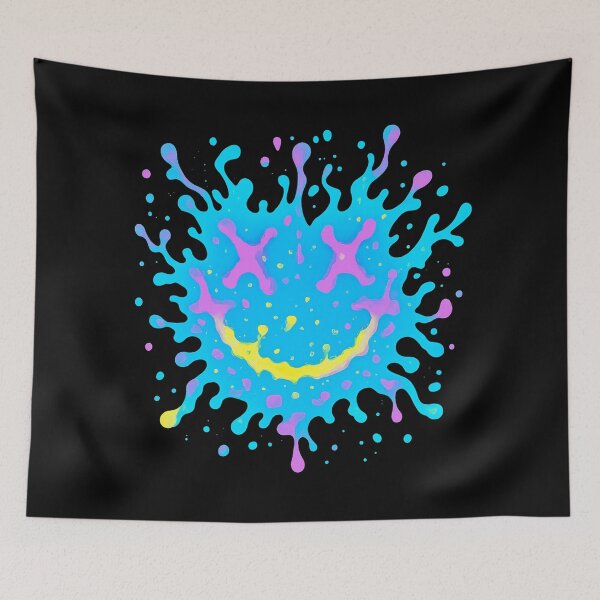 Item preview, Neon Paint Splash Smiley – Grunge Alt Rock Face designed and sold by AddictiveDesign.