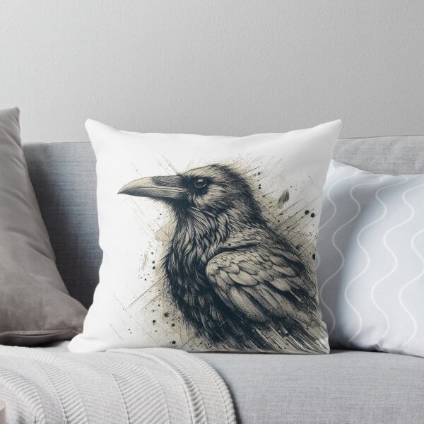 Item preview, The Crow – Gothic Raven Ink Illustration designed and sold by denip.