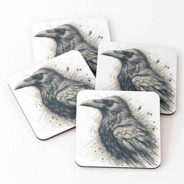 Item preview, The Crow – Gothic Raven Ink Illustration designed and sold by denip.