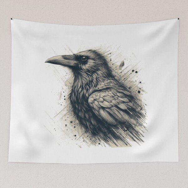 Item preview, The Crow – Gothic Raven Ink Illustration designed and sold by denip.